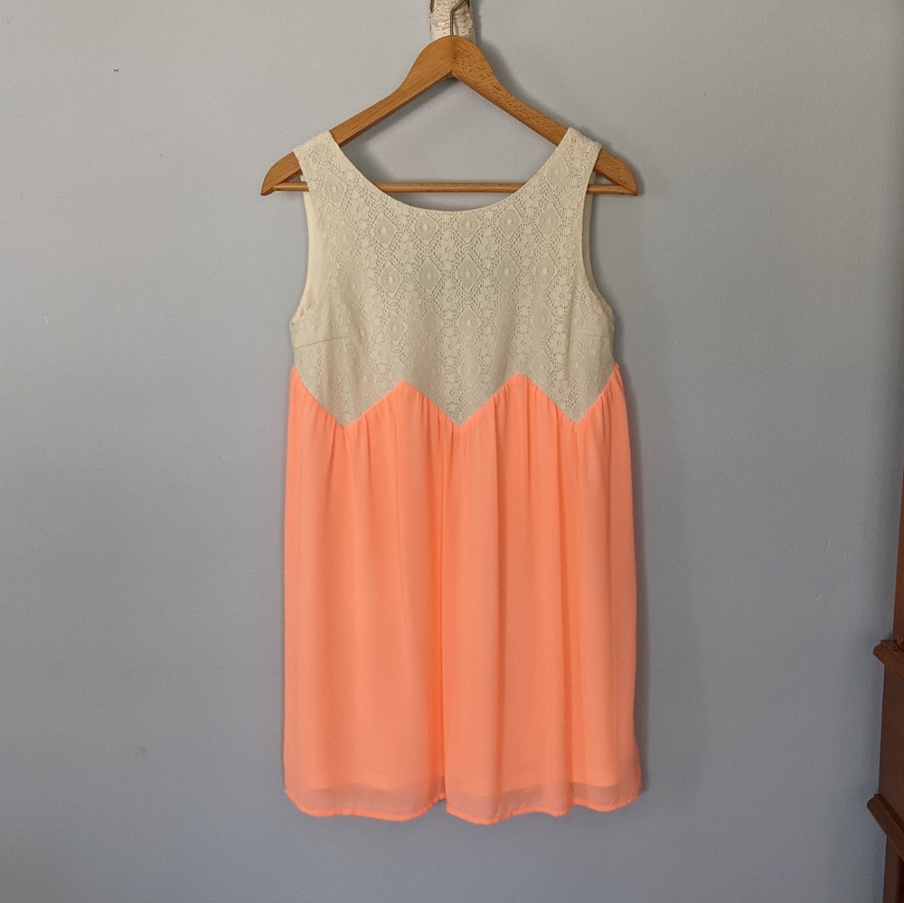 NWT Kori Sleeveless Coral Mini Babydoll Dress